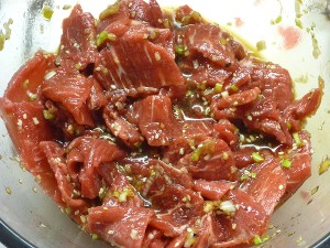 Steak in marinade